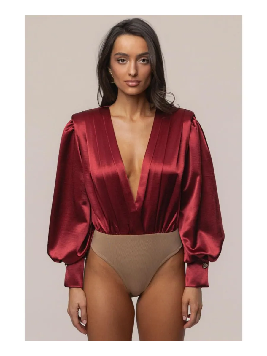 Женский атласный боди Сияние JLUXLABEL — изображение 8 из 8, красный