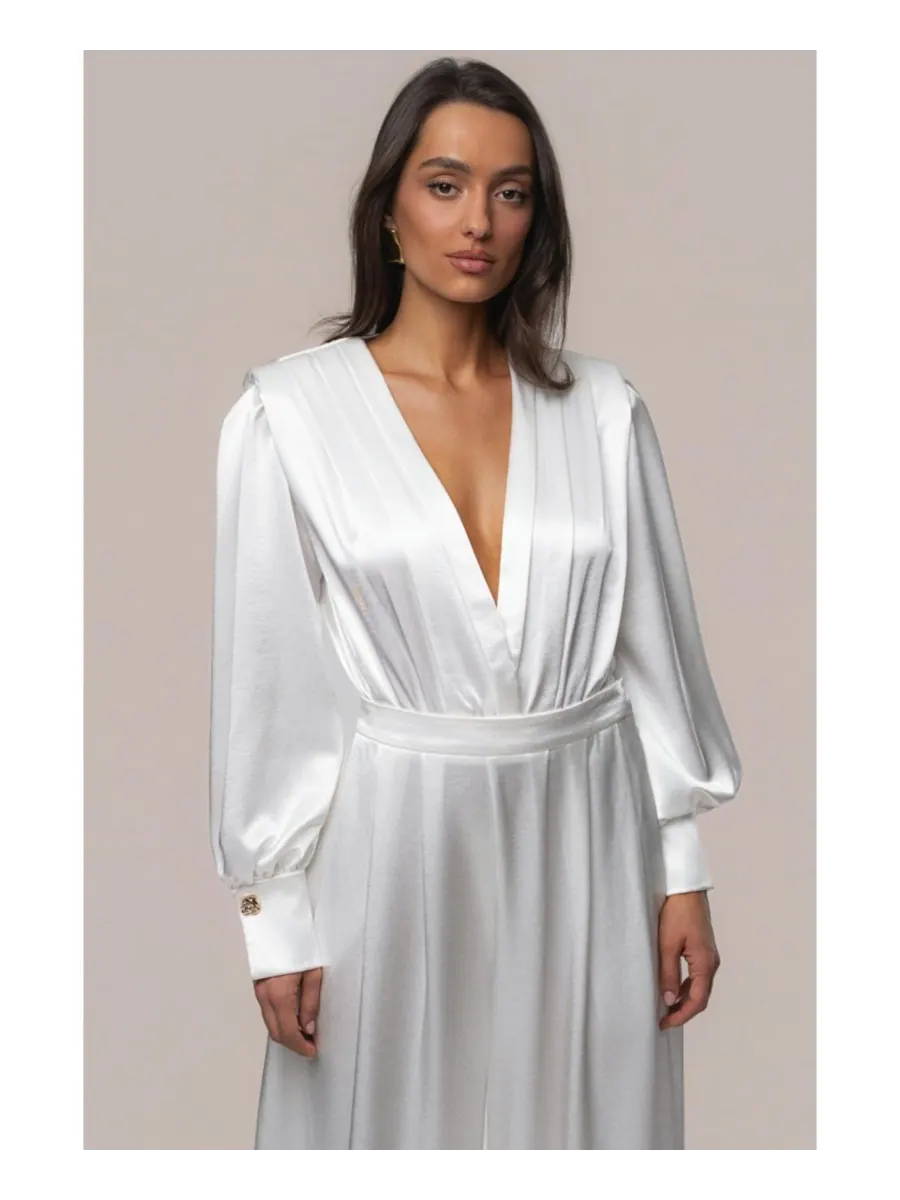 Женский атласный боди Сияние JLUXLABEL — изображение 1 из 8, белый