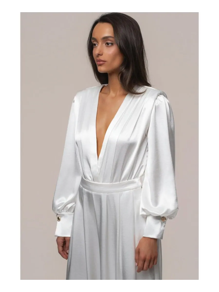 Женский атласный боди Сияние JLUXLABEL — изображение 6 из 8, белый