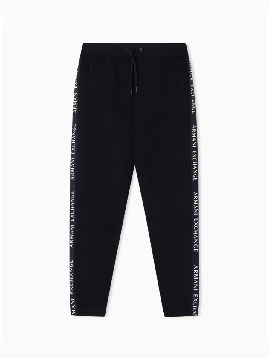 Мужские флисовые брюки из грогрена с логотипом A|X Armani Exchange — изображение 1 из 3, черный белый