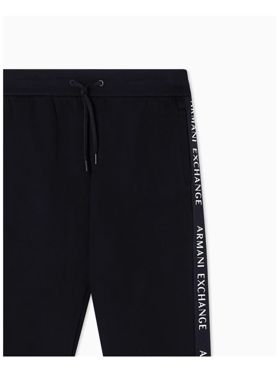 Мужские флисовые брюки из грогрена с логотипом A|X Armani Exchange — изображение 2 из 3, черный белый