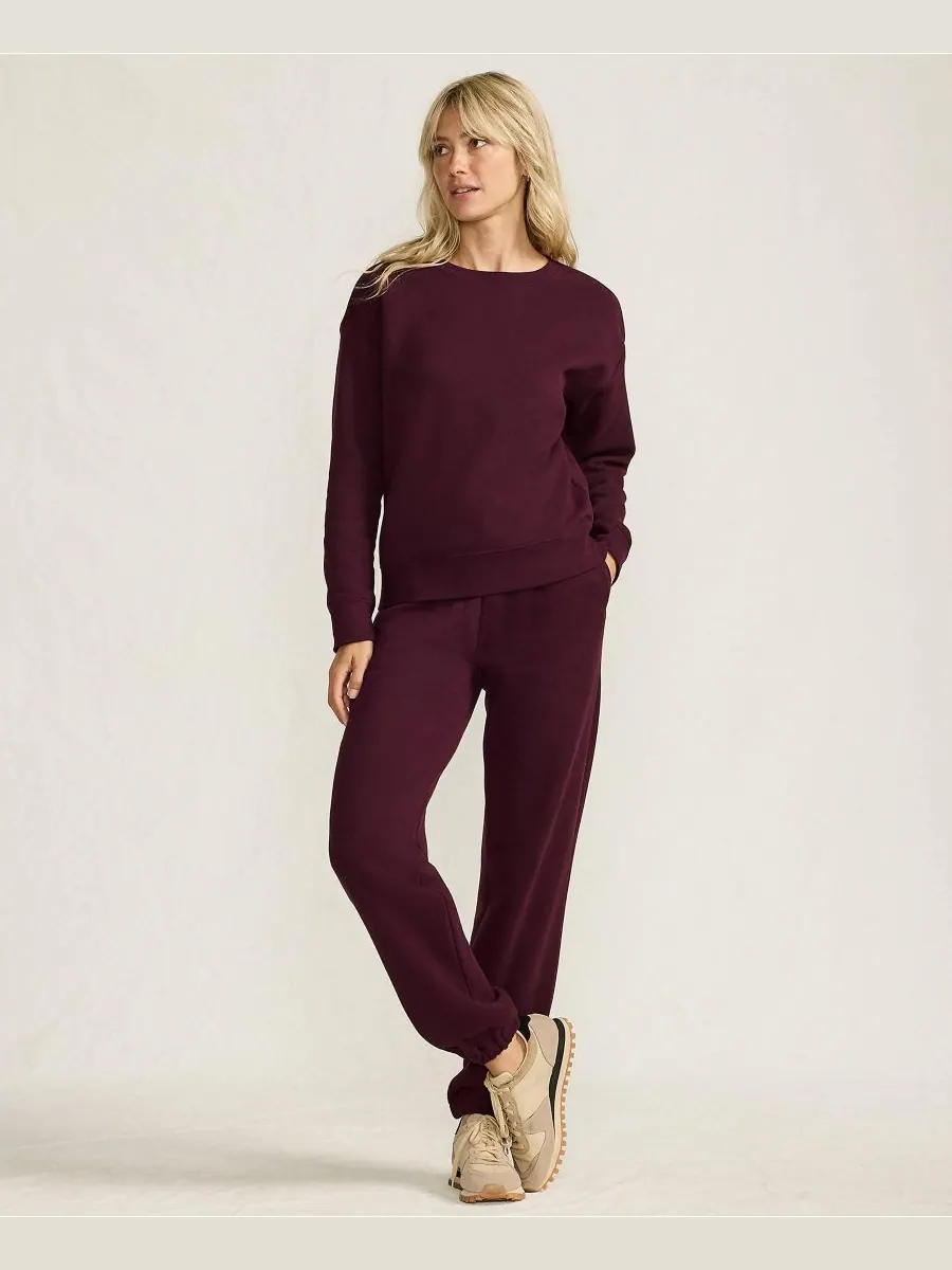 Женская свободная толстовка с длинными рукавами и круглым вырезом Serious Sweats Lands' End — изображение 4 из 4, бордовый