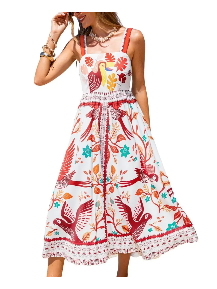 Женское пляжное платье макси Two Can Tango Tropical Cupshe — изображение 1 из 3, красный