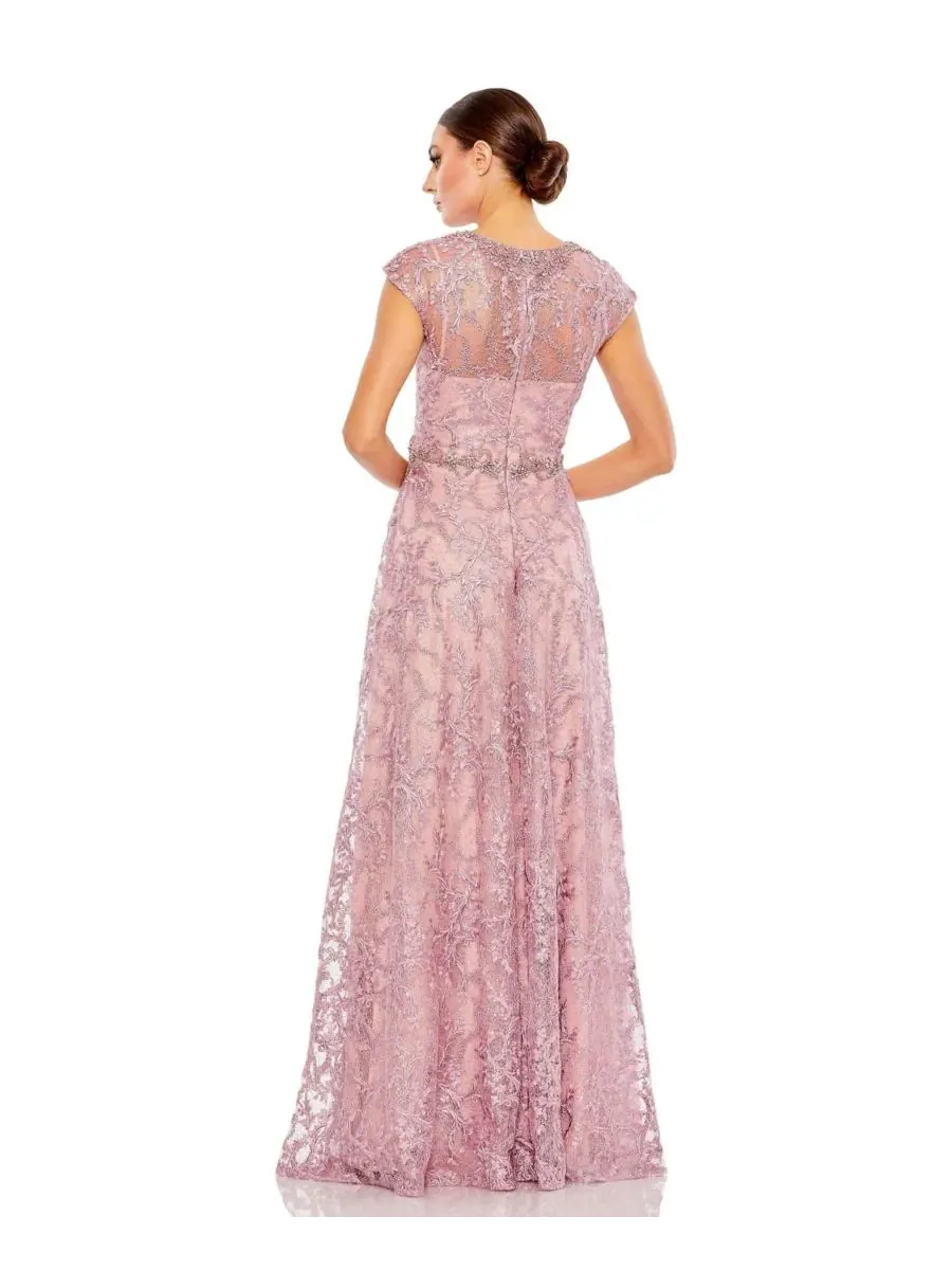 Женское платье с цветочным декором и прозрачным вырезом Mac Duggal — изображение 2 из 4, розовый