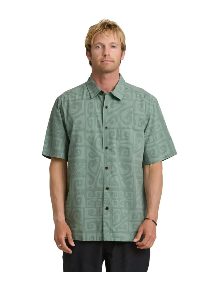 Quiksilver Waterman Мужская рубашка с коротким рукавом Quiksilver Tiki Beach — зеленый
