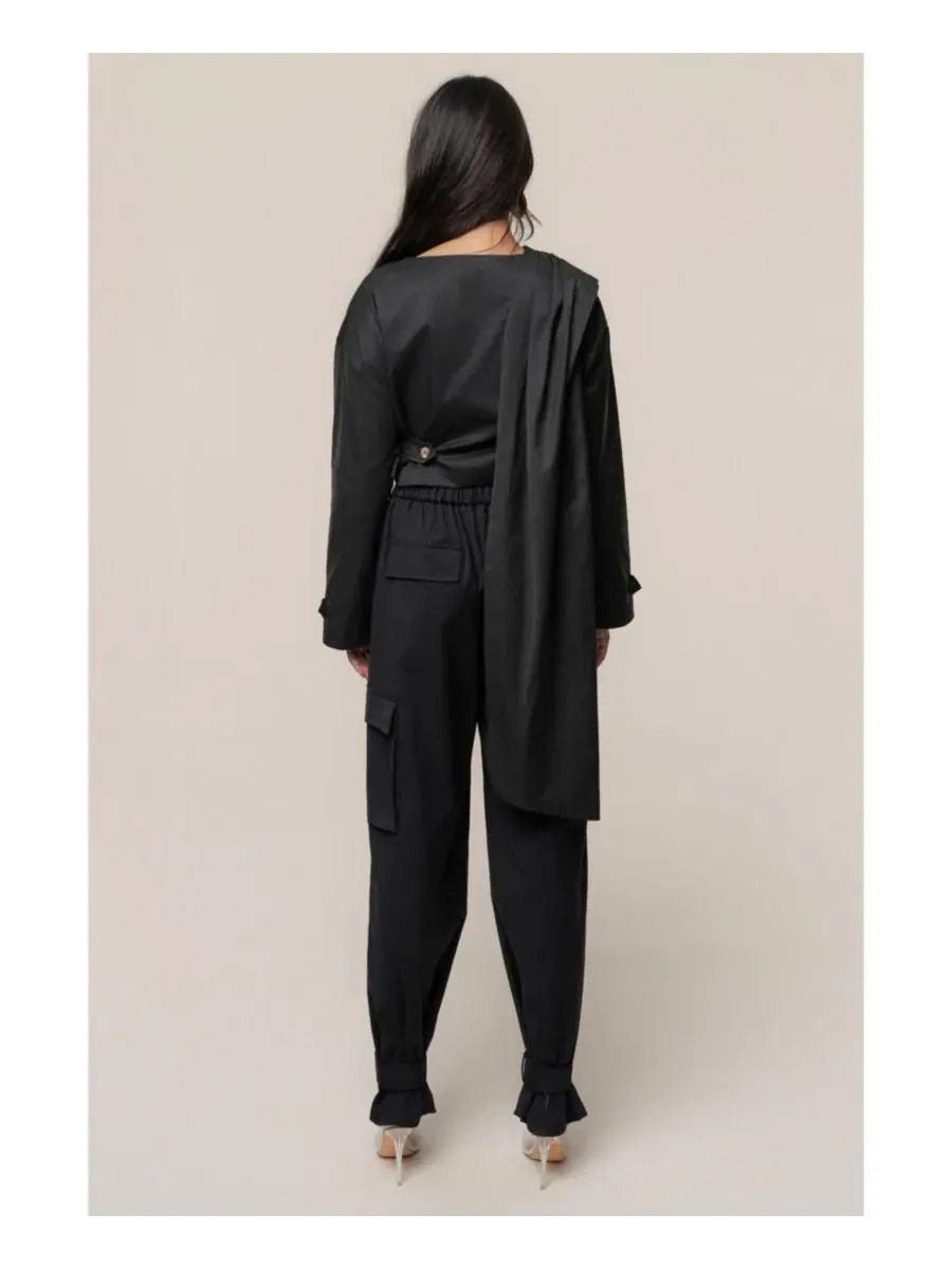 Женские осенние брюки-карго свободного кроя JLUXLABEL — изображение 7 из 9, черный