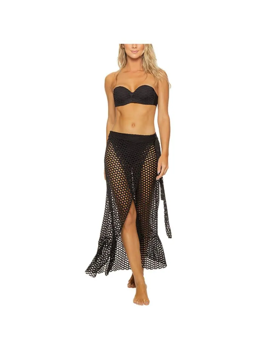 Женская макси-юбка-накидка с решетчатым узором Guria Beachwear — изображение 1 из 3, черный