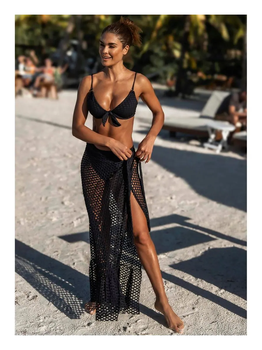 Женская макси-юбка-накидка с решетчатым узором Guria Beachwear — изображение 3 из 3, черный