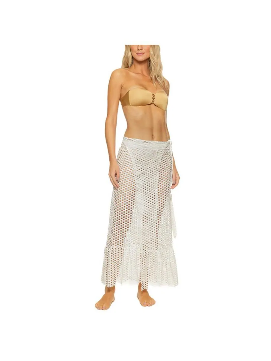 Женская макси-юбка-накидка с решетчатым узором Guria Beachwear — белый