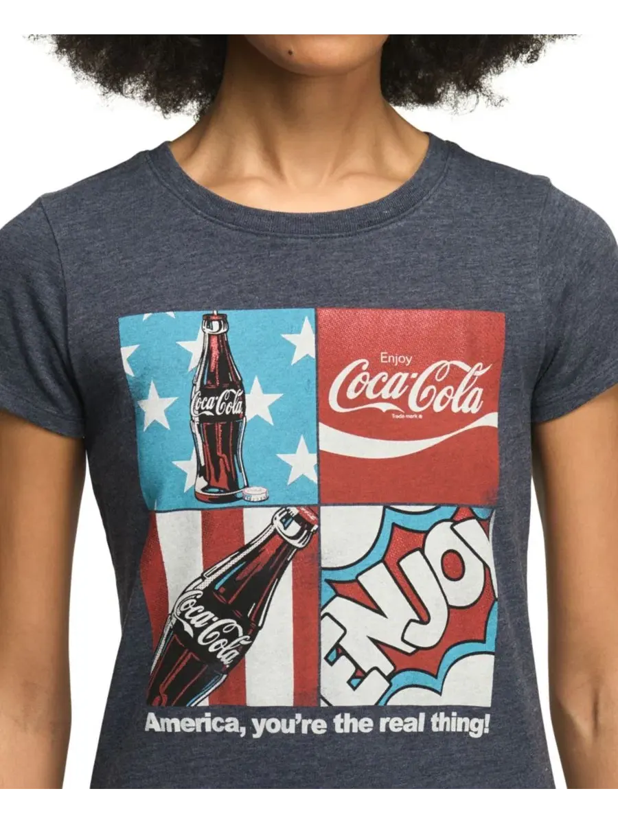 Женская детская футболка Coca Cola Americana Grid Crewneck Lucky Brand — изображение 3 из 4, полное затмение