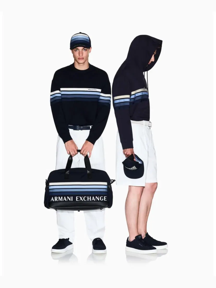 Мужская толстовка с четырьмя полосками A|X Armani Exchange — изображение 1 из 4, глубокий темно-синий
