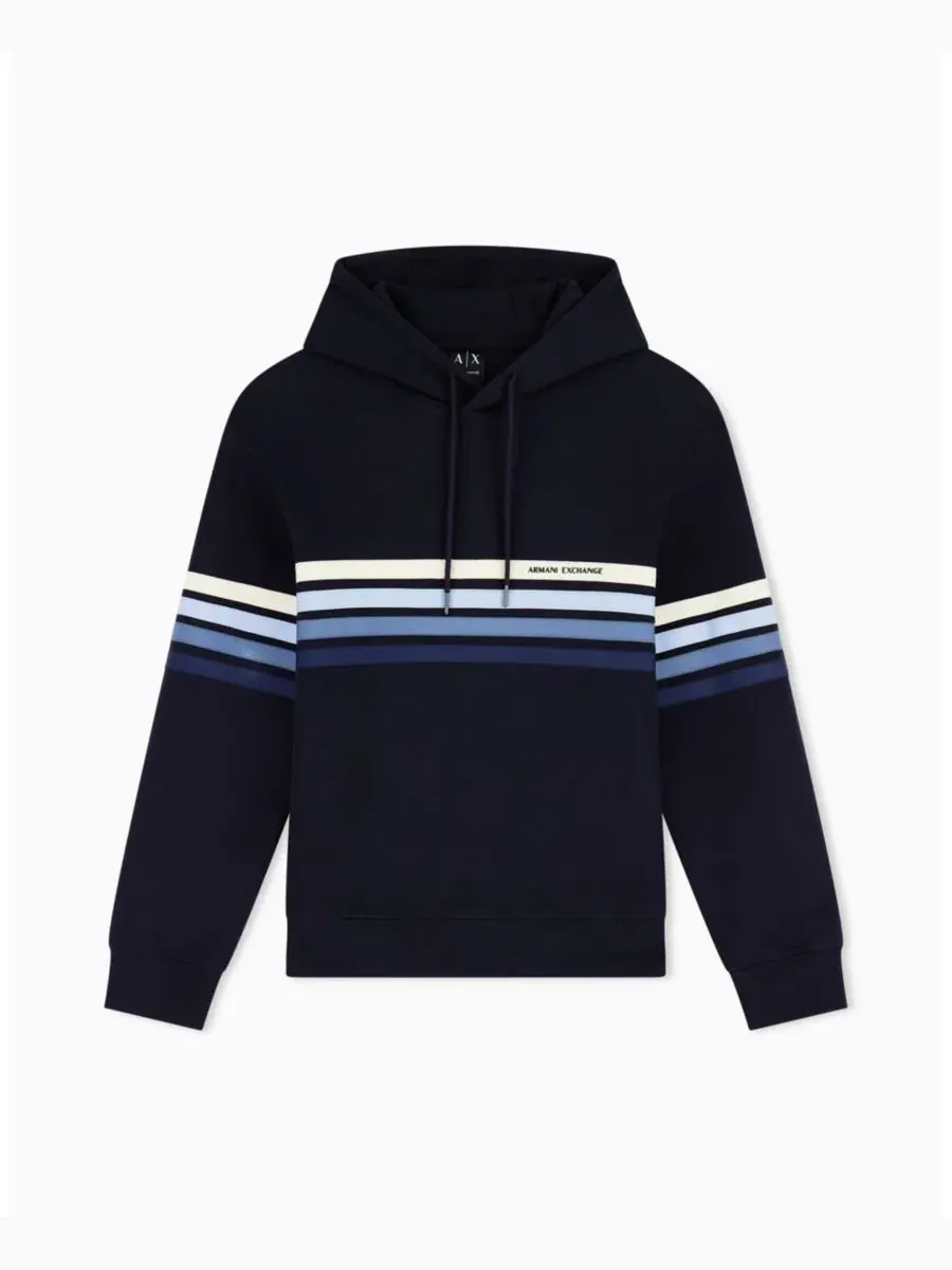 Мужская толстовка с четырьмя полосками A|X Armani Exchange — изображение 2 из 4, глубокий темно-синий