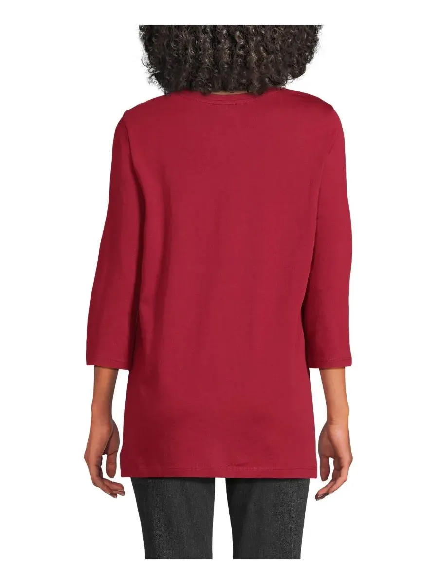 Женская туника из хлопка с рукавами из ткани супима Lands' End, Regal Garnet — изображение 2 из 3