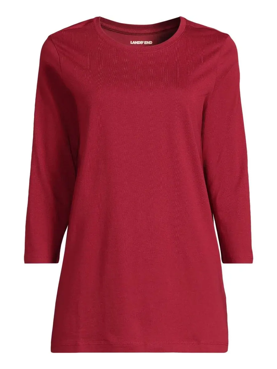 Женская туника из хлопка с рукавами из ткани супима Lands' End, Regal Garnet — изображение 3 из 3