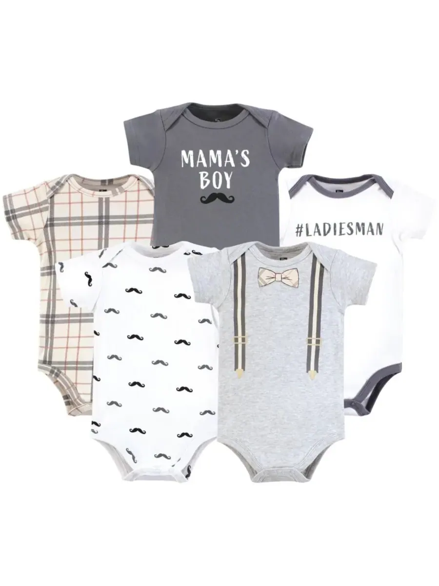 Комплект из 5 хлопковых боди Essential Hudson Baby, Plaid Bow Tie