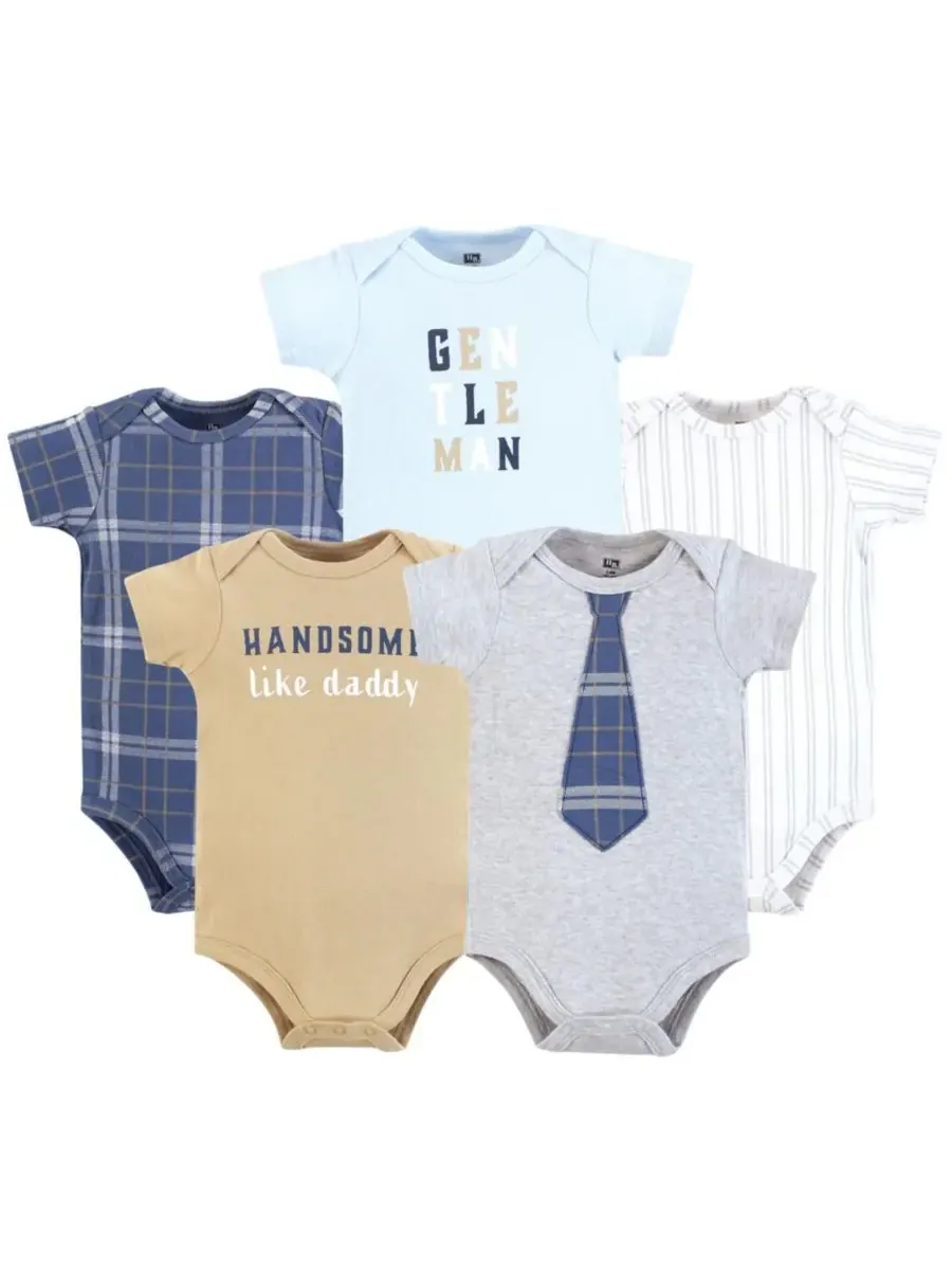 Комплект из 5 хлопковых боди Essential Hudson Baby, Plaid Necktie