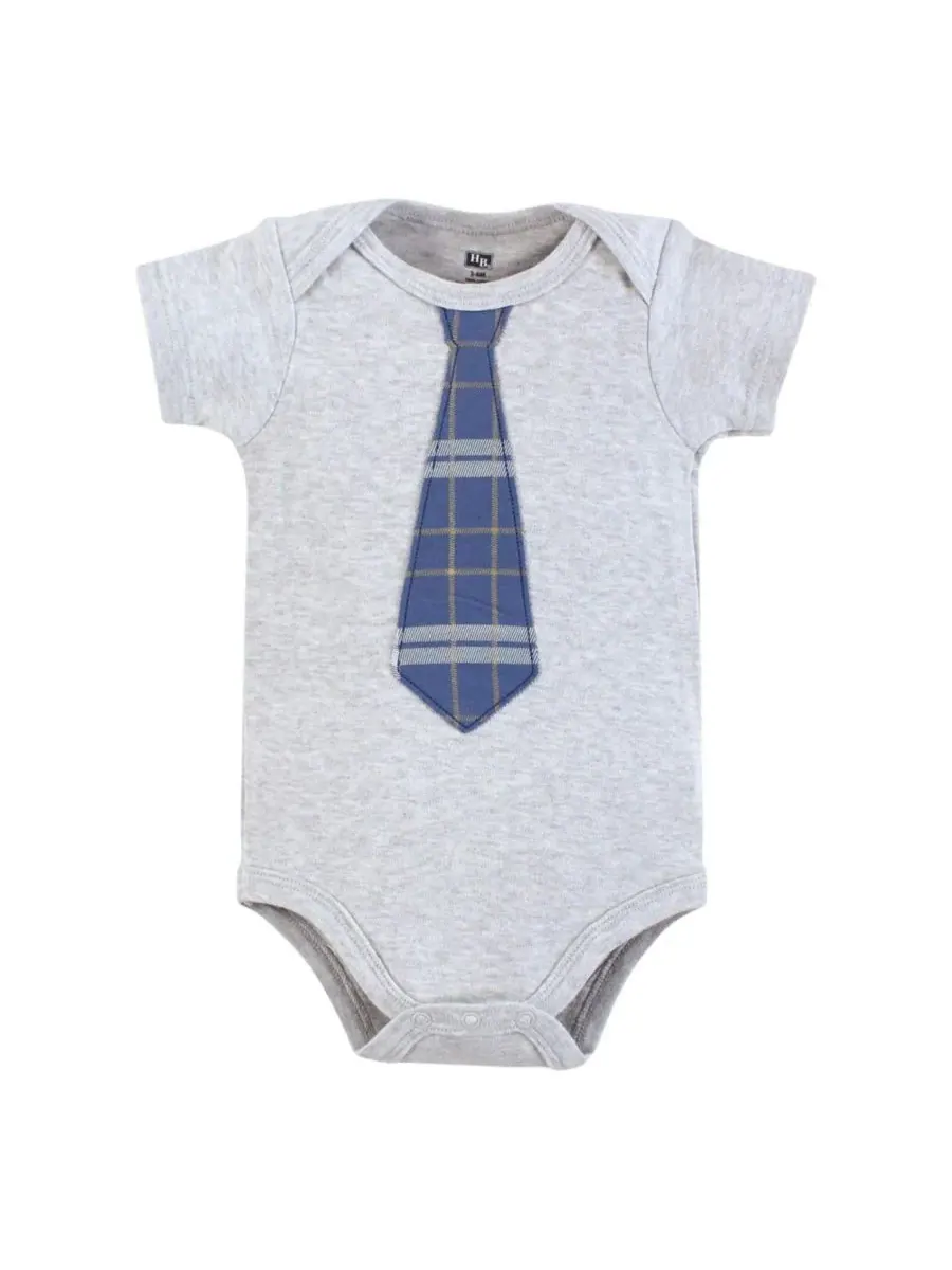 Комплект из 5 хлопковых боди Essential Hudson Baby, Plaid Necktie — изображение 3 из 7