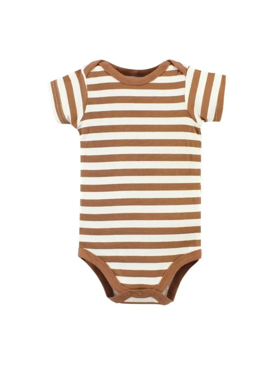 Комплект из 5 хлопковых боди Essential Hudson Baby — изображение 6 из 6, коричневый темно-синий