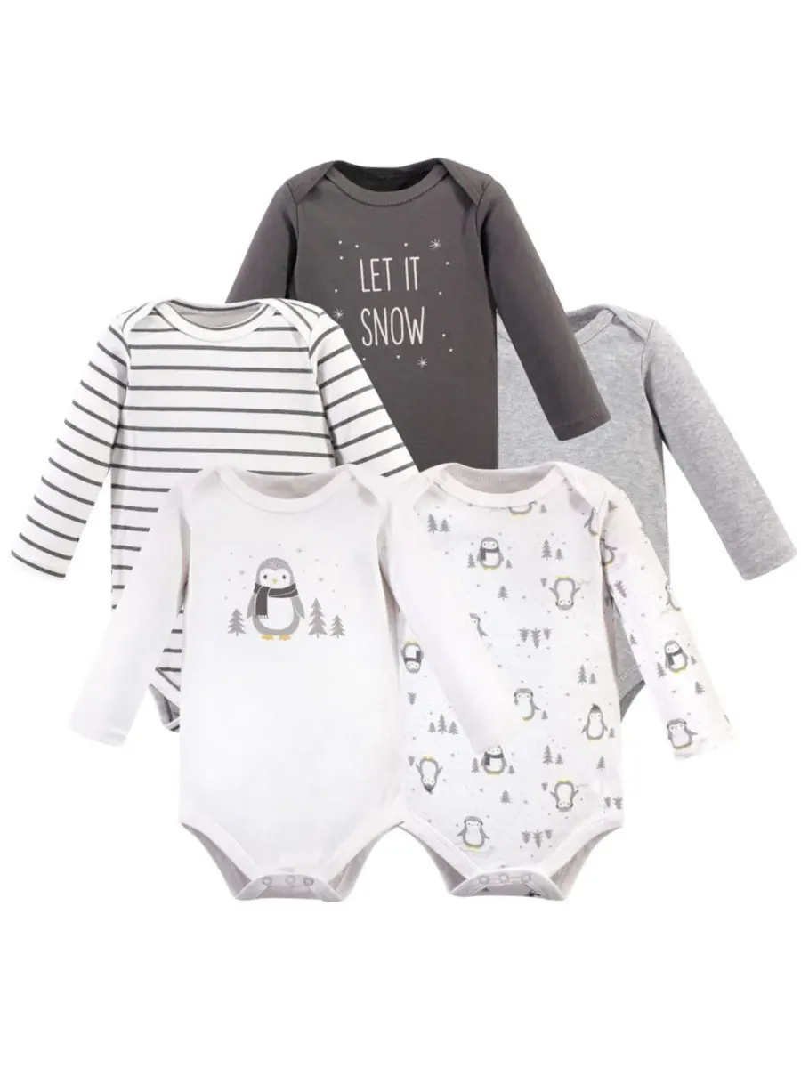 Мягкие хлопковые боди с длинными рукавами, комплект из 5 штук Hudson Baby — изображение 1 из 6, серый
