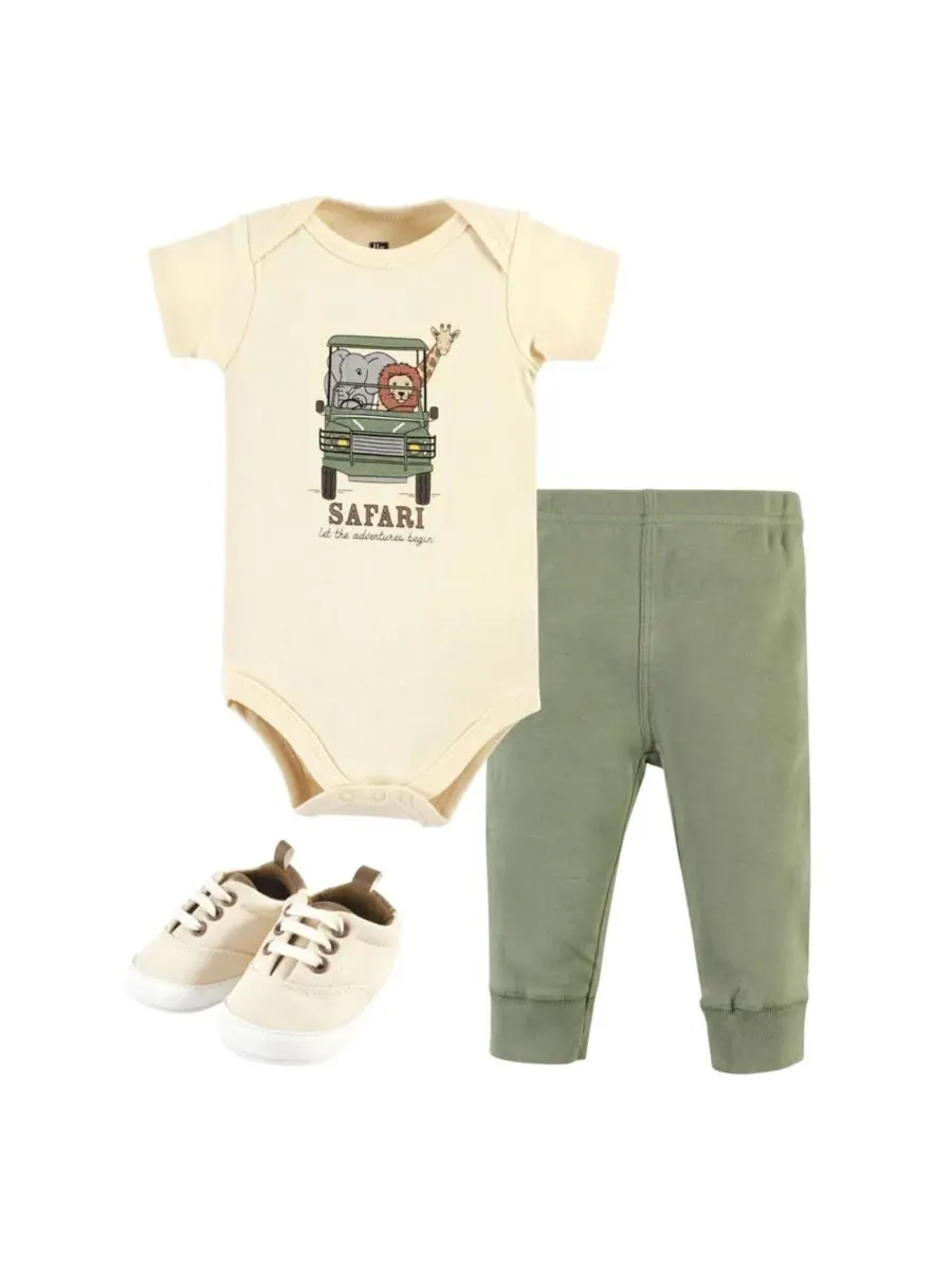 Хлопковый боди, брюки и обувь, комплект из 3 предметов, Tree Rex Hudson Baby, Going On Safari Short