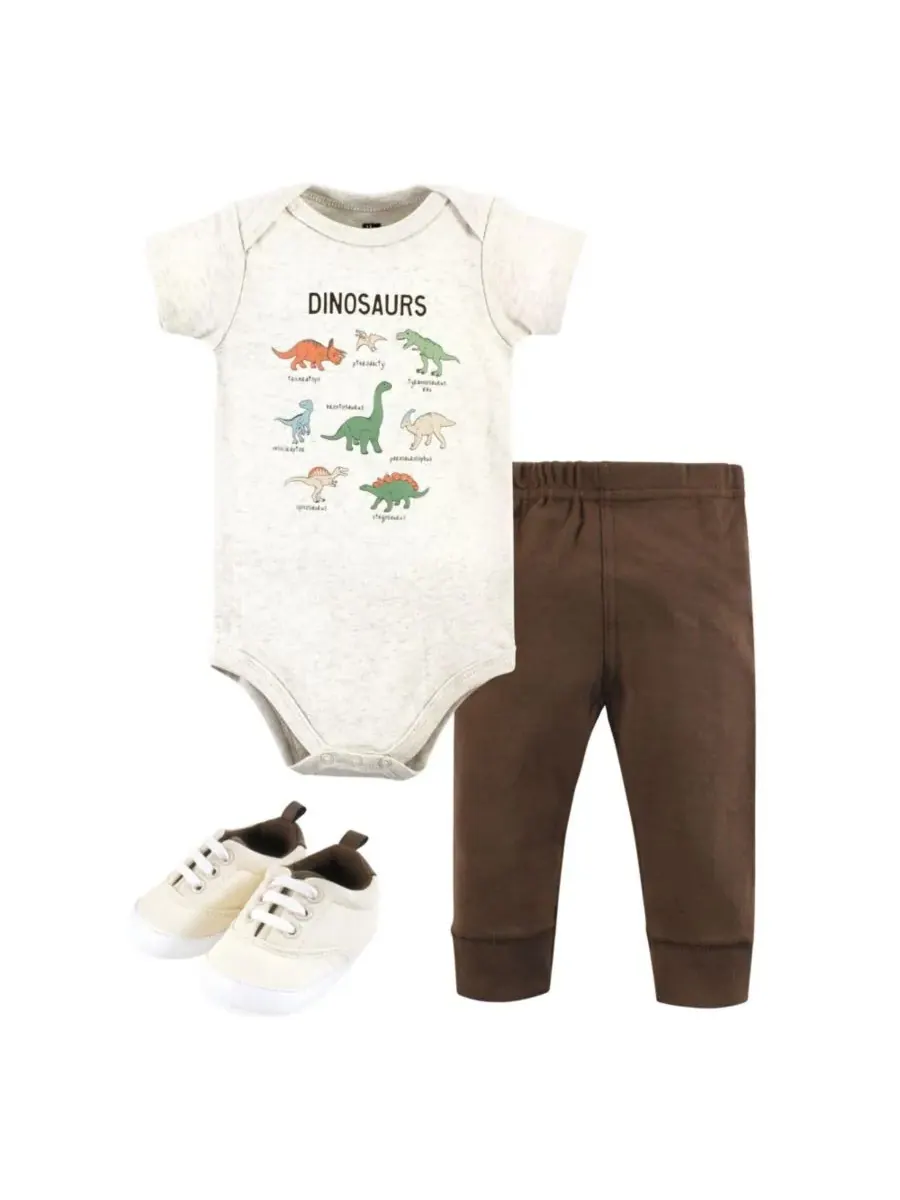 Хлопковый боди, брюки и обувь, комплект из 3 предметов, Tree Rex Hudson Baby, Dinosaur Adventures — изображение 1 из 4
