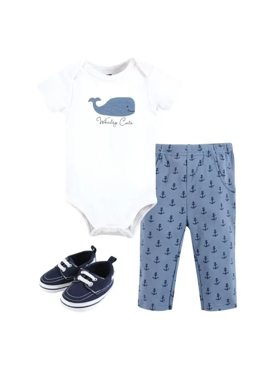 Хлопковый боди, брюки и обувь, комплект из 3 предметов, Tree Rex Hudson Baby, Whaley Cute Anchor