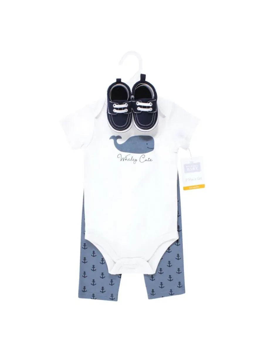 Хлопковый боди, брюки и обувь, комплект из 3 предметов, Tree Rex Hudson Baby, Whaley Cute Anchor — изображение 2 из 4