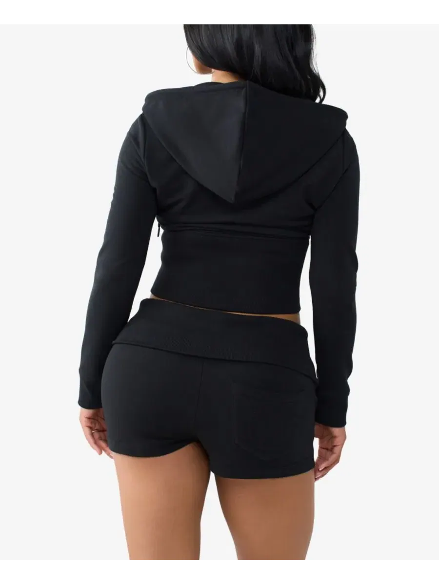 Женское худи с молнией Crystal Tight 2-Way Zip True Religion — изображение 3 из 3, черный