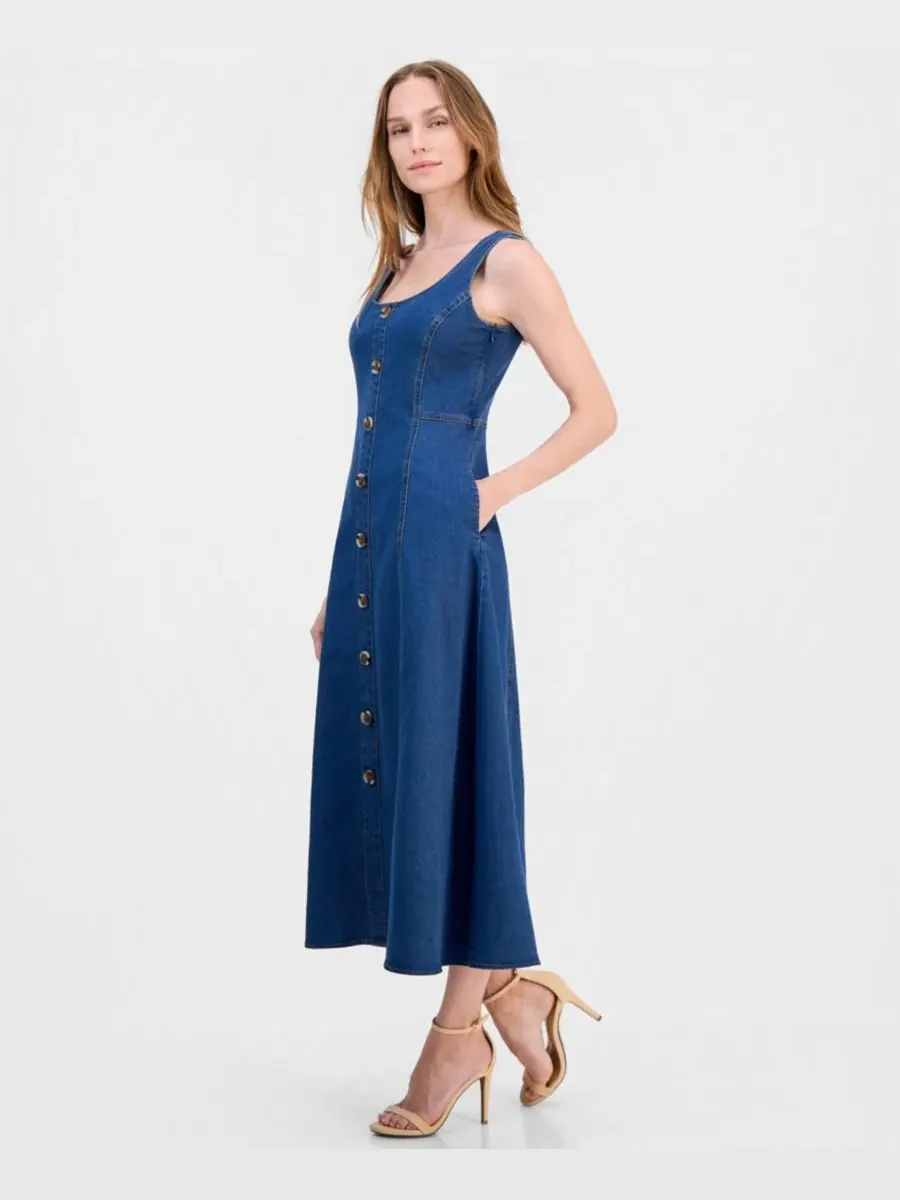 Платье-миди без рукавов Anne Klein — изображение 5 из 5, синий