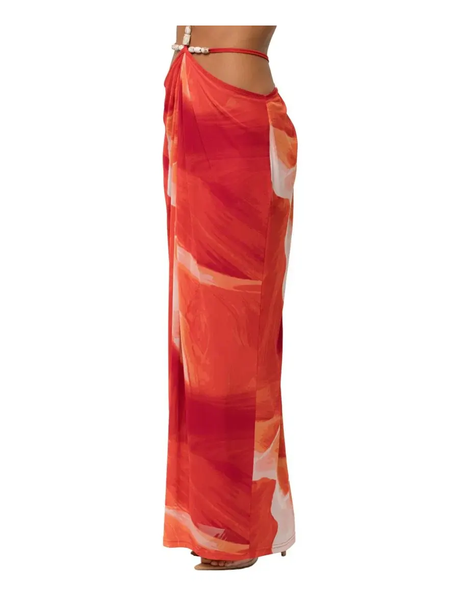 Комплект из топа и юбки-макси Selene Draped Top and Hera Draped Maxi Skirt JLUXLABEL — изображение 3 из 7, красный
