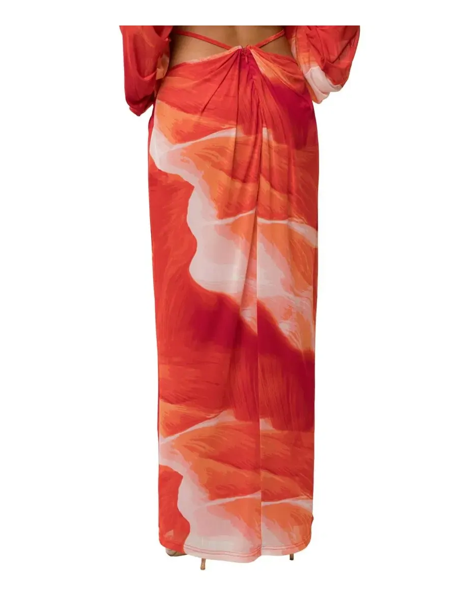 Комплект из топа и юбки-макси Selene Draped Top and Hera Draped Maxi Skirt JLUXLABEL — изображение 4 из 7, красный