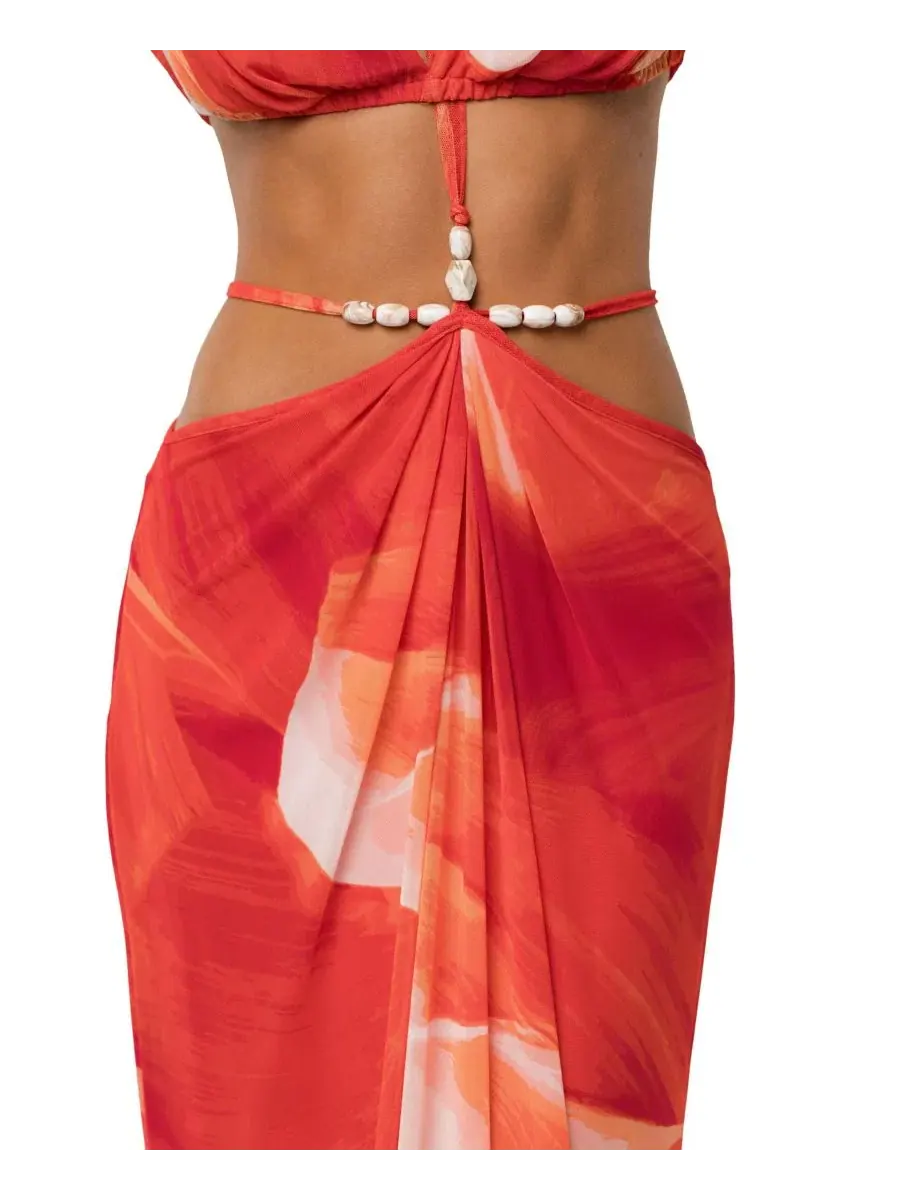 Комплект из топа и юбки-макси Selene Draped Top and Hera Draped Maxi Skirt JLUXLABEL — изображение 6 из 7, красный