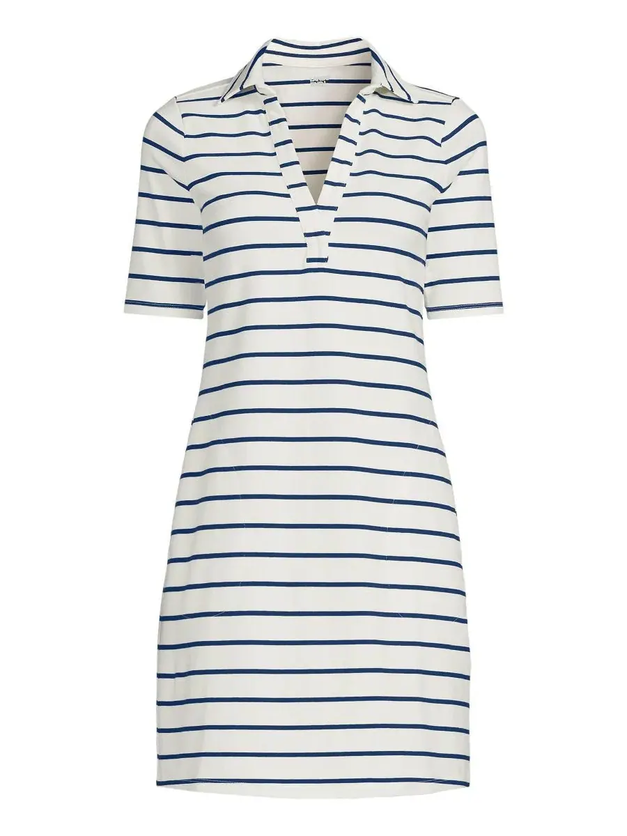 Платье-поло с рукавом до локтя Starfish Elbow Sleeve Polo Dress Lands' End — изображение 3 из 4