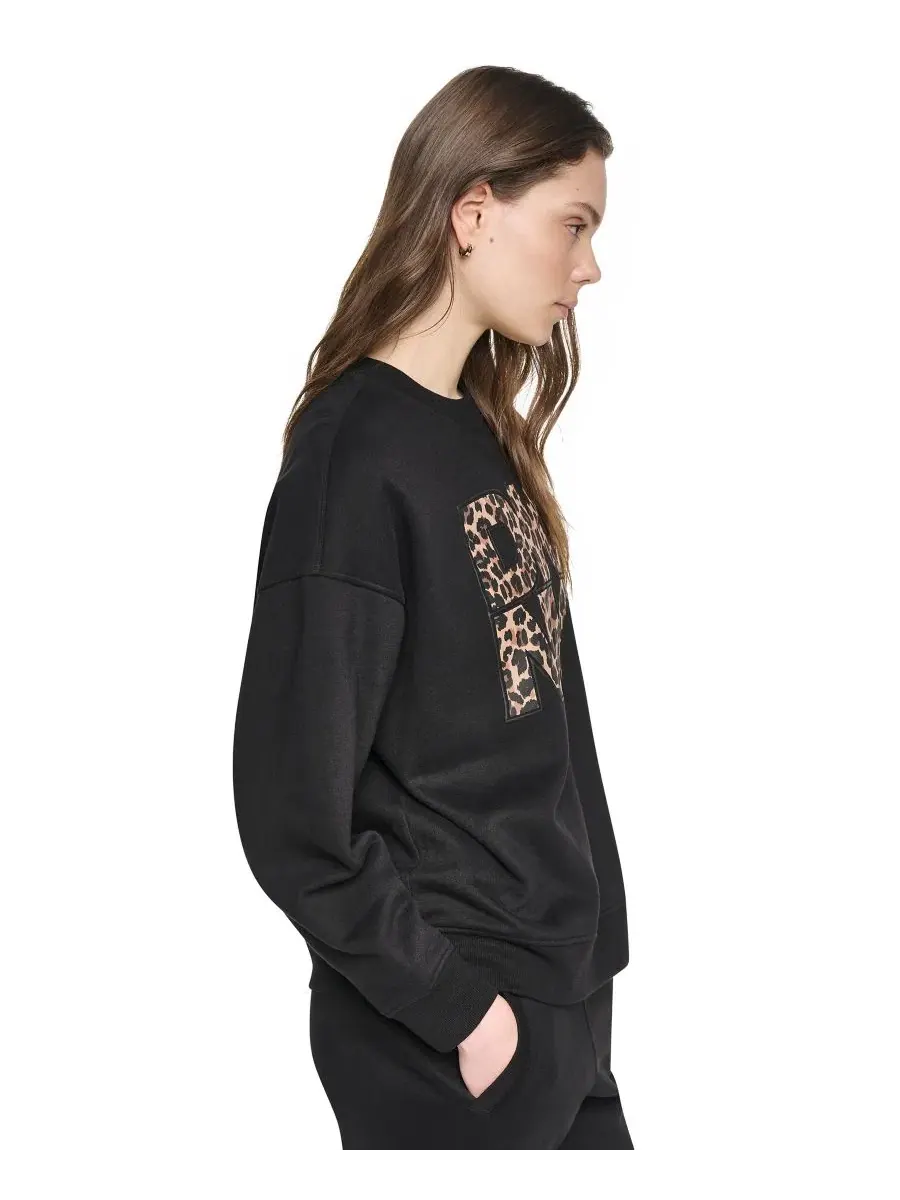 Женский свитшот с графическим принтом и логотипом Animal Print DKNY Sport — изображение 3 из 5, черный