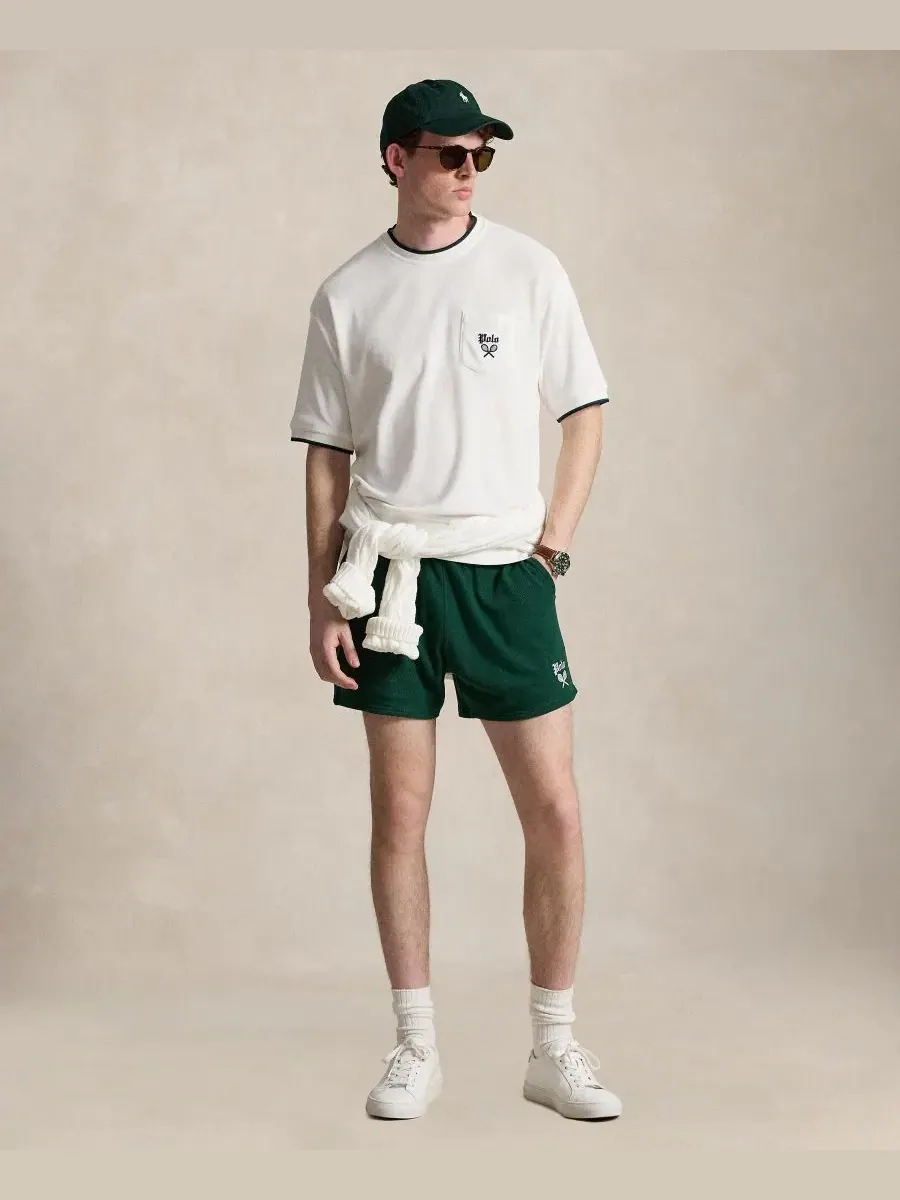 Футболка с коротким рукавом из махровой ткани с вышивкой Polo Ralph Lauren — изображение 2 из 5, белый