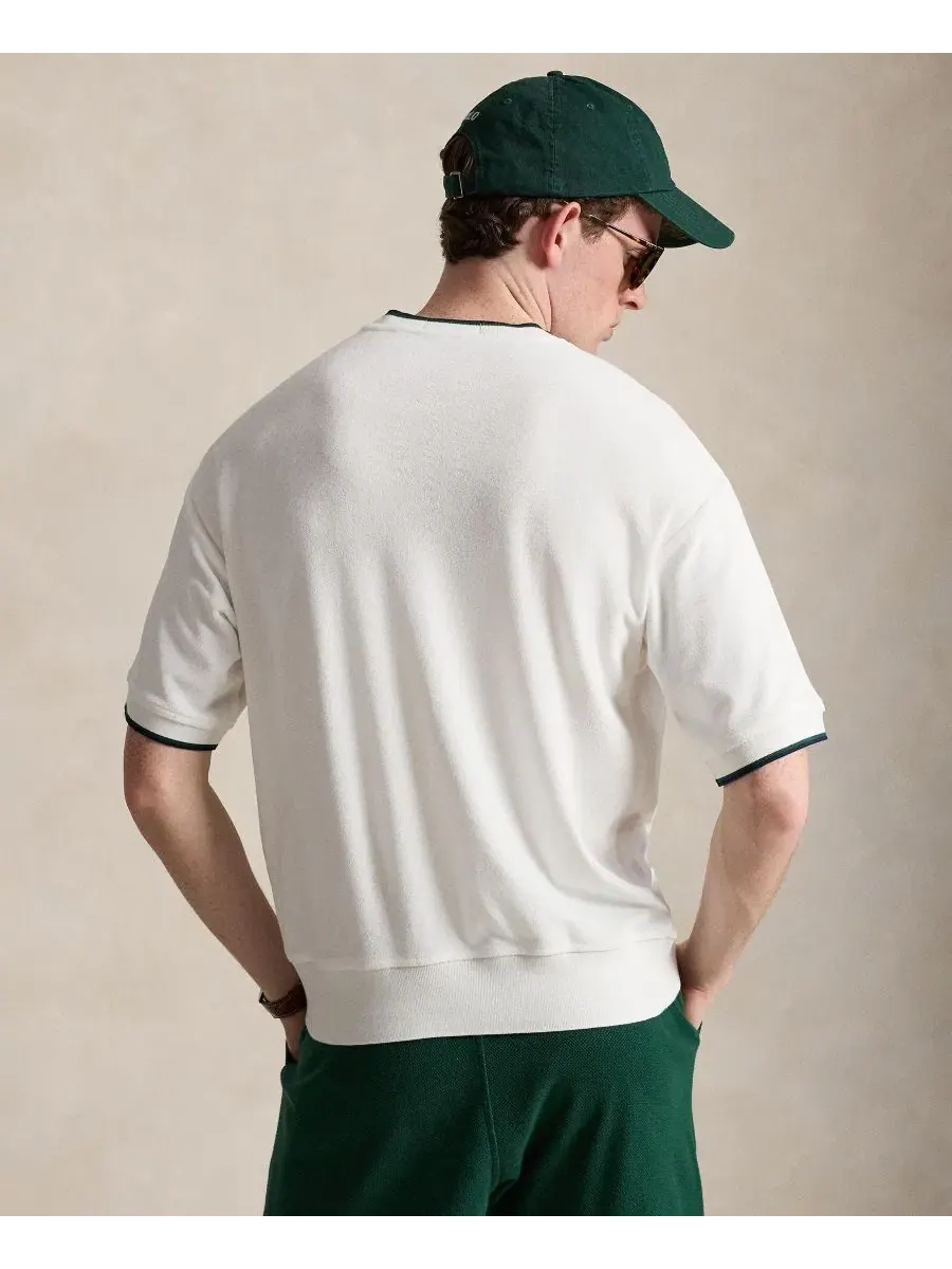 Футболка с коротким рукавом из махровой ткани с вышивкой Polo Ralph Lauren — изображение 4 из 5, белый