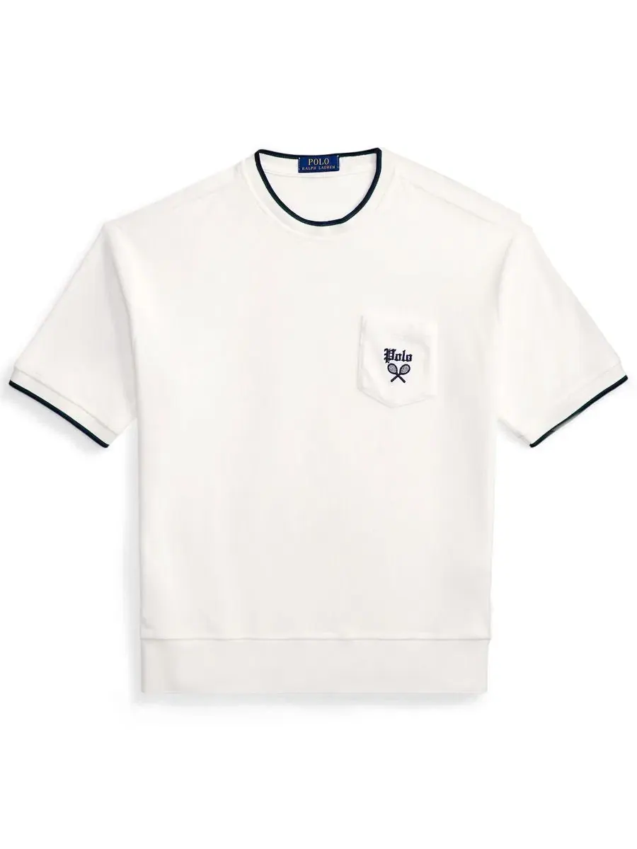 Футболка с коротким рукавом из махровой ткани с вышивкой Polo Ralph Lauren — изображение 5 из 5, белый