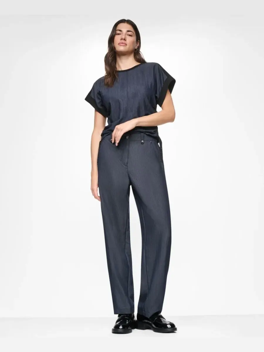Топ с боковой драпировкой из тяжелого хлопка DKNY — изображение 7 из 9, темный индиго