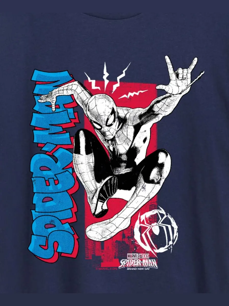 Футболка с принтом Spider-Man Brand New Day Spidey Senses Hybrid Apparel — изображение 3 из 3, темно-синий