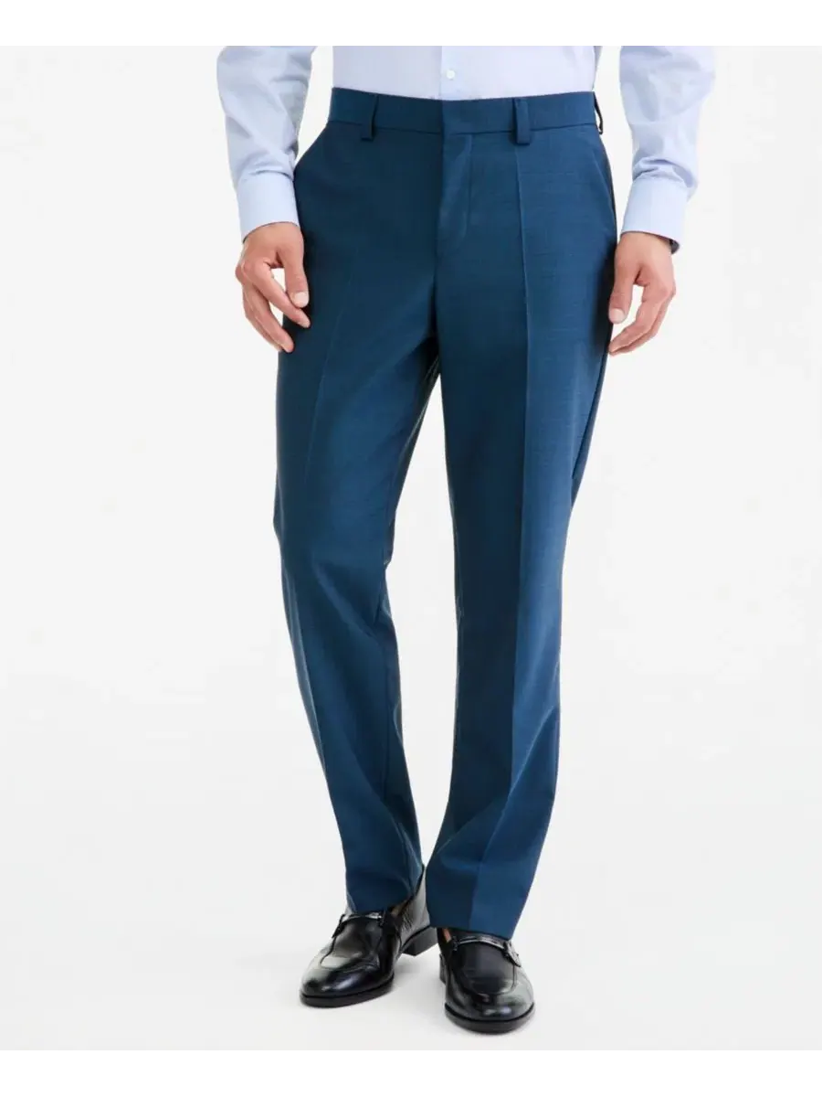 Брюки классические с зауженным кроем Modern-Fit Hugo Boss — изображение 2 из 6, бирюзовый