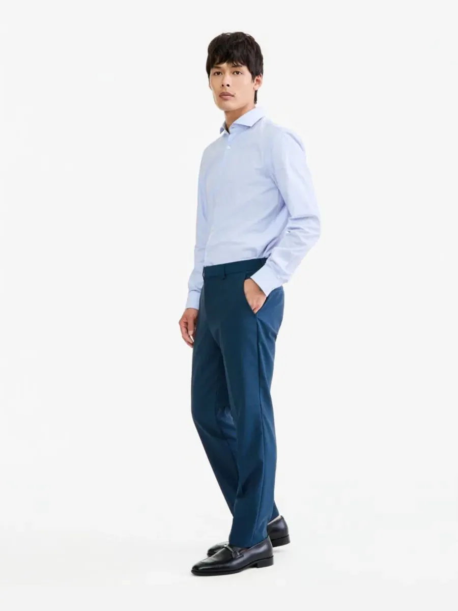 Брюки классические с зауженным кроем Modern-Fit Hugo Boss — изображение 4 из 6, бирюзовый
