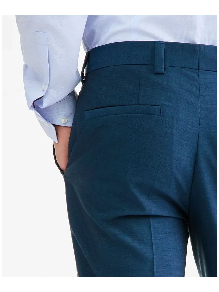Брюки классические с зауженным кроем Modern-Fit Hugo Boss — изображение 6 из 6, бирюзовый