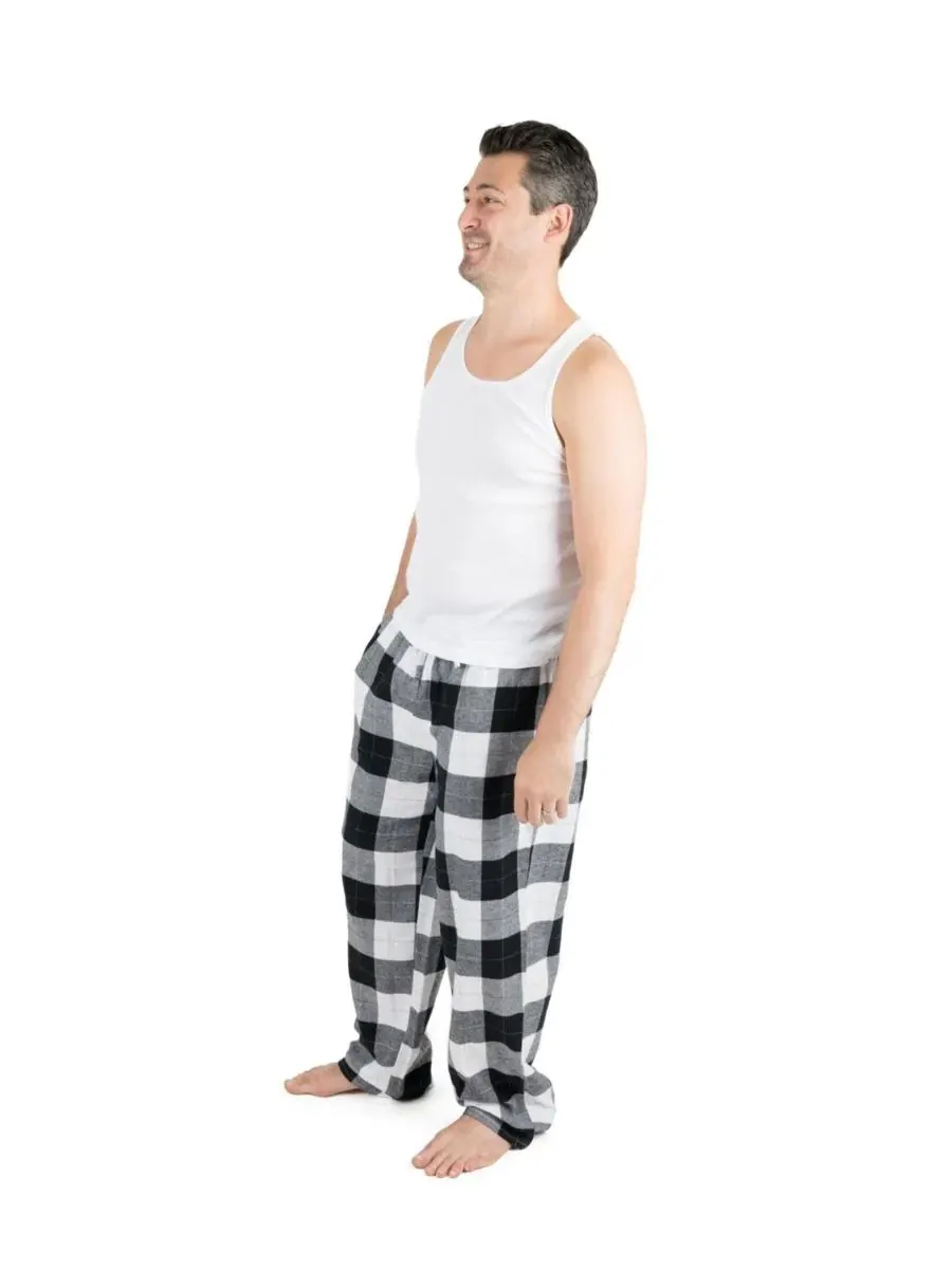 Пижамные брюки из фланели Big & Tall Cotton Flannel Leveret — изображение 2 из 3, черный белый