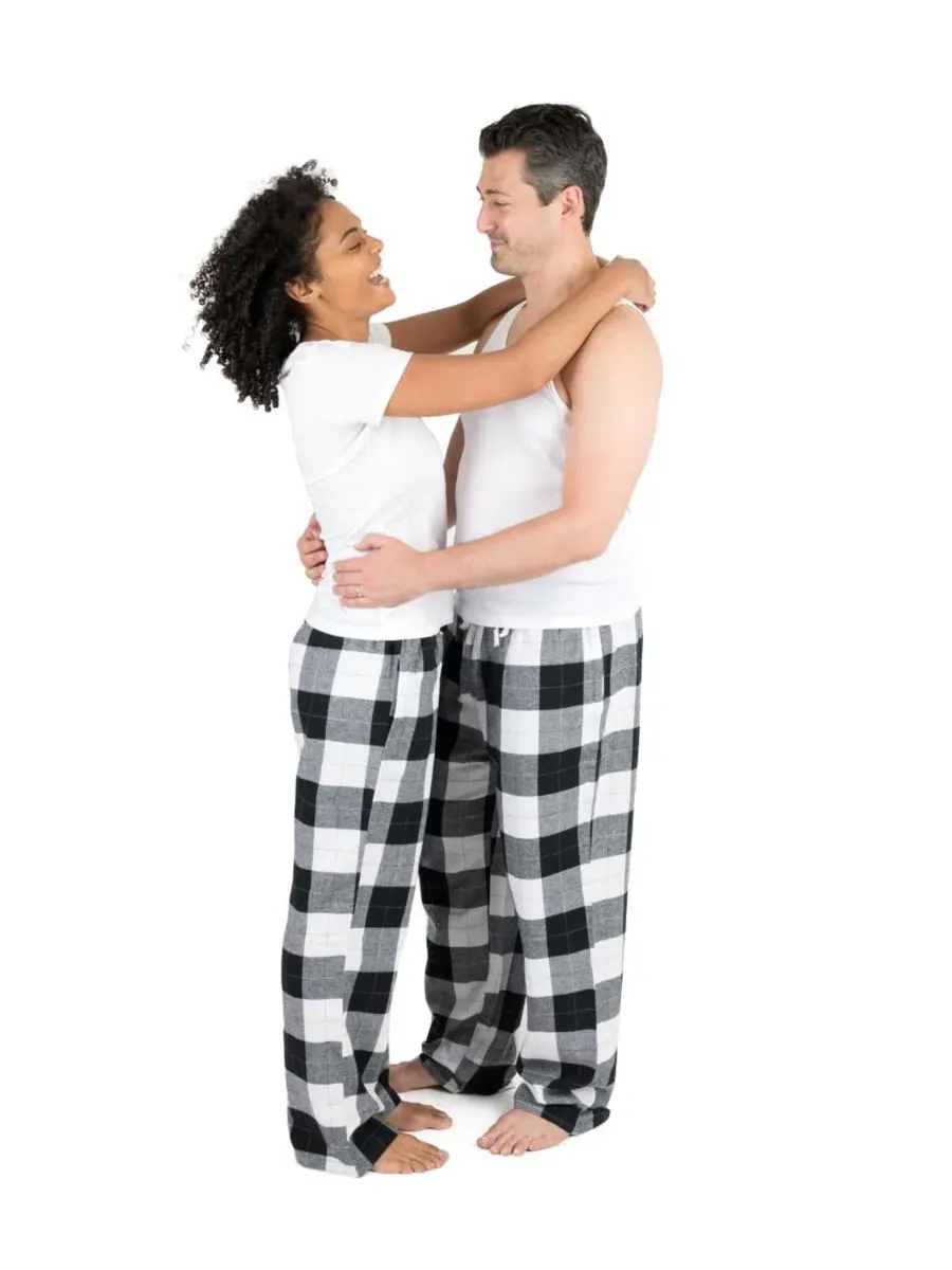 Пижамные брюки из фланели Big & Tall Cotton Flannel Leveret — изображение 3 из 3, черный белый