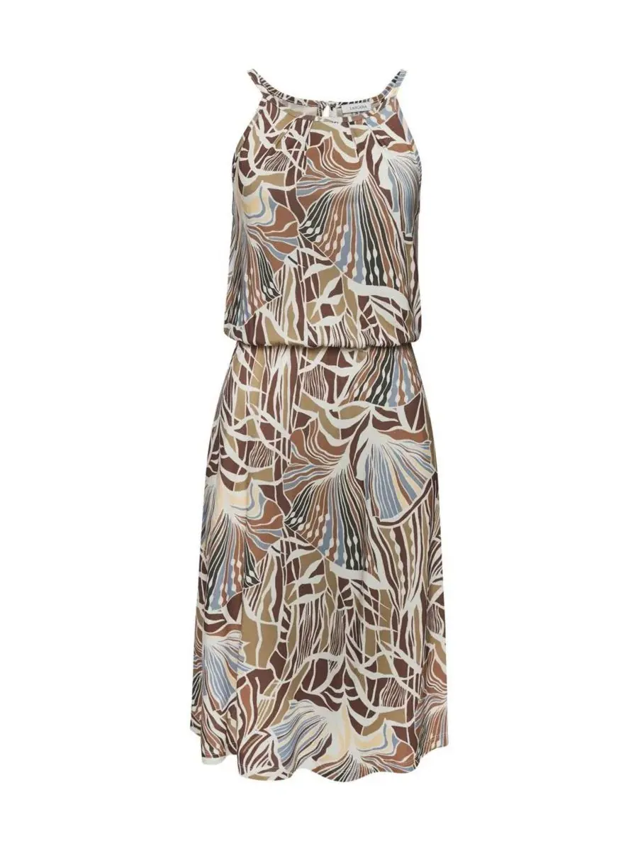 Платье-трапеция с принтом High Neck Print LASCANA — изображение 4 из 6, слоновая кость хаки