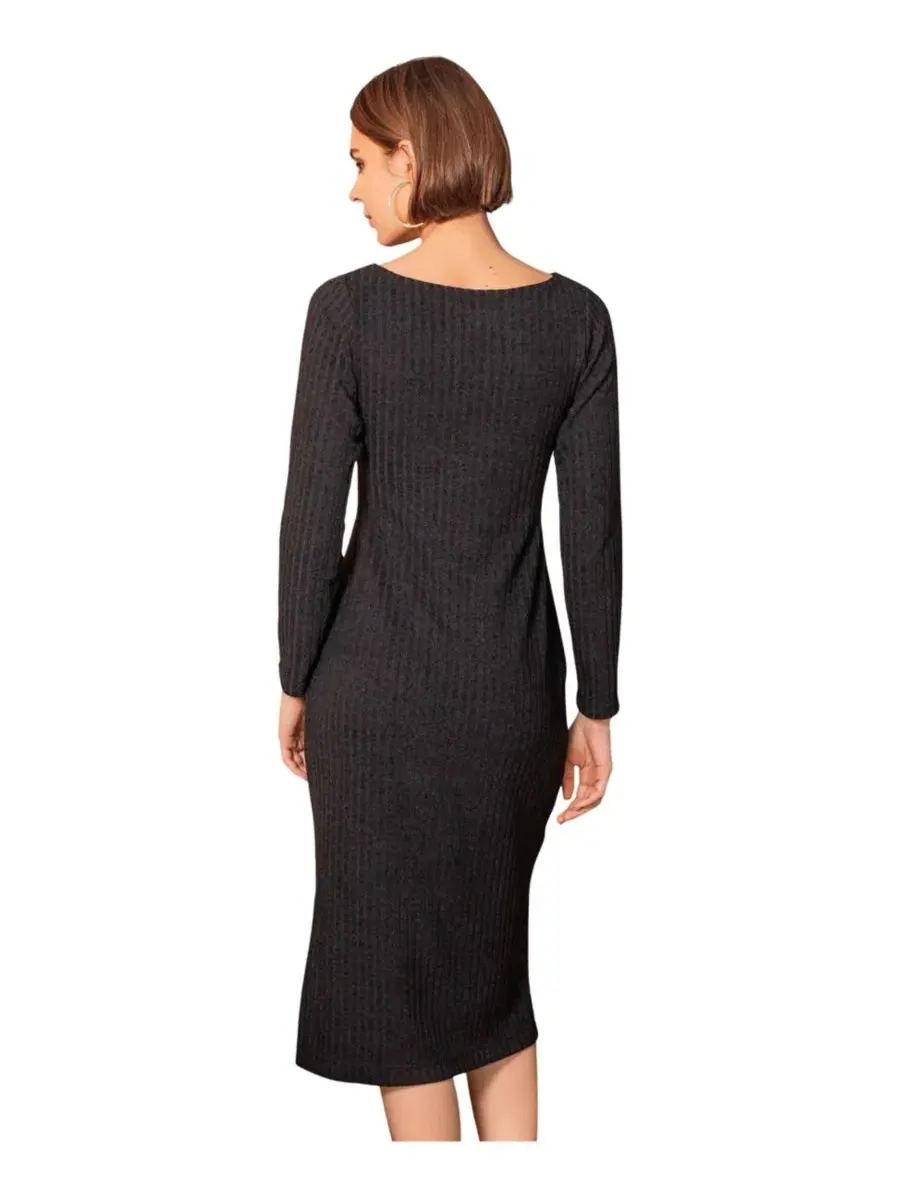 Платье-миди с воротником-лодочкой и длинным рукавом Noelle Jumper Dress Alie Street London — изображение 3 из 8, черный
