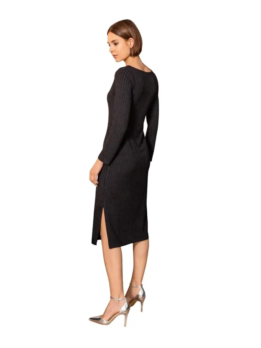 Платье-миди с воротником-лодочкой и длинным рукавом Noelle Jumper Dress Alie Street London — изображение 4 из 8, черный