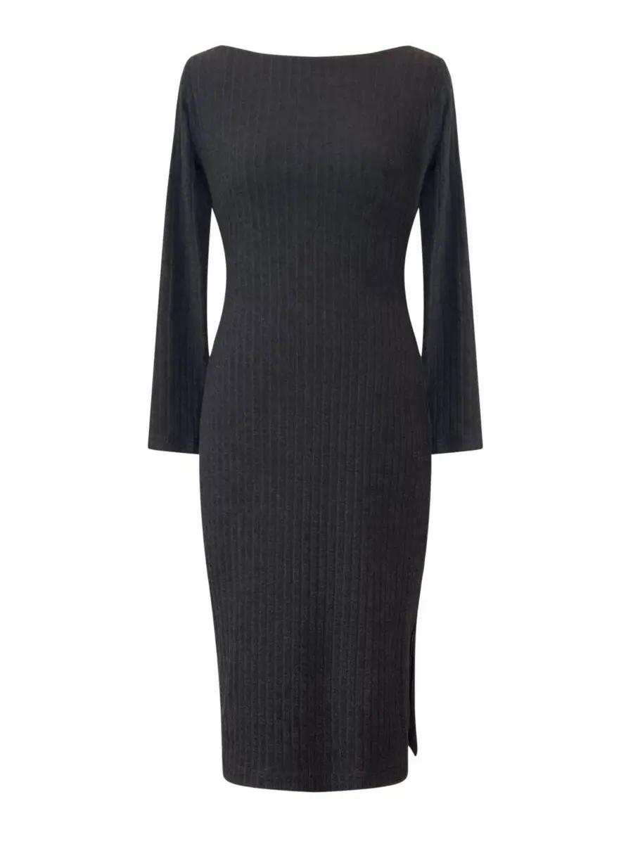 Платье-миди с воротником-лодочкой и длинным рукавом Noelle Jumper Dress Alie Street London — изображение 7 из 8, черный