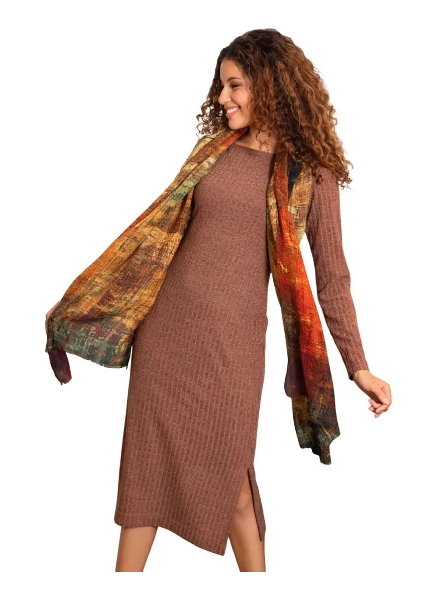 Платье миди из рибаны с длинным рукавом Noelle Jumper Dress Alie Street London — изображение 5 из 8, шоколад