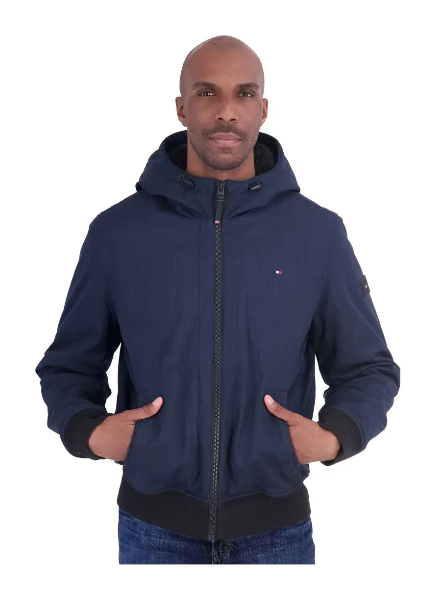 Куртка-бомбер из софтшелла на флисовой подкладке, модель с капюшоном Tommy Hilfiger